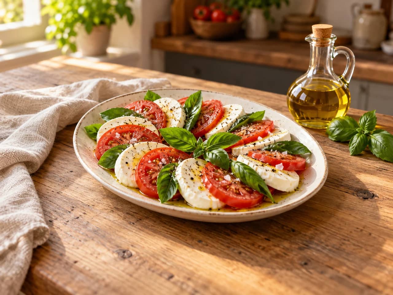 Bild von Caprese-Salat: italienisches Rezept mit Tomate, Mozzarella und Basilikum