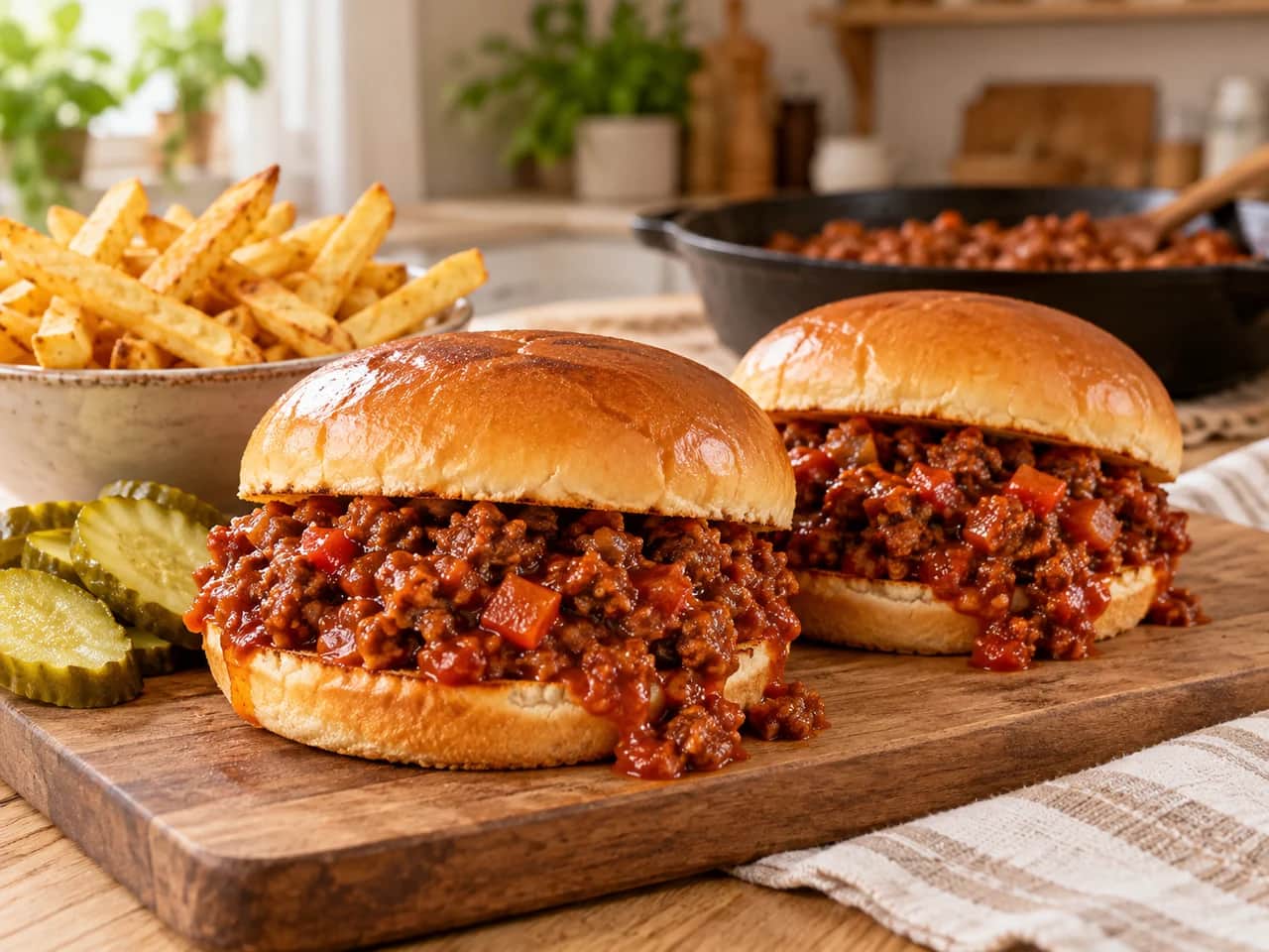 Imagen de Sloppy Joes caseros, sándwich de carne molida en salsa de tomate