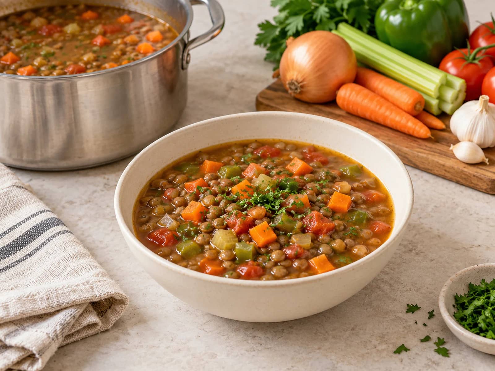 Image of Lentil and vegetable soup without soaking