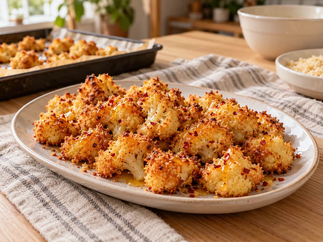 Imagen de Coliflor crujiente al horno con miel picante