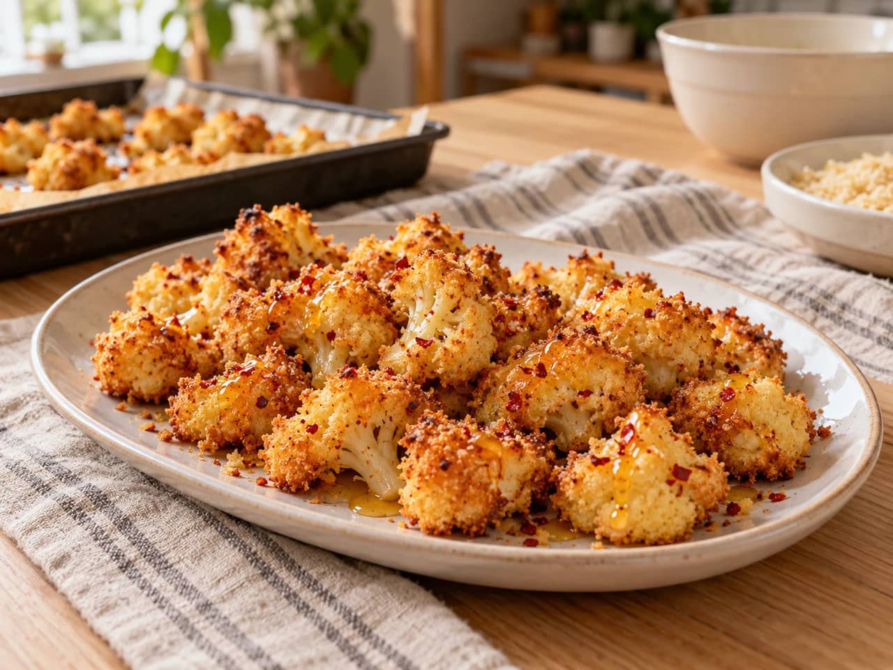 Imagen de Coliflor crujiente al horno con miel picante