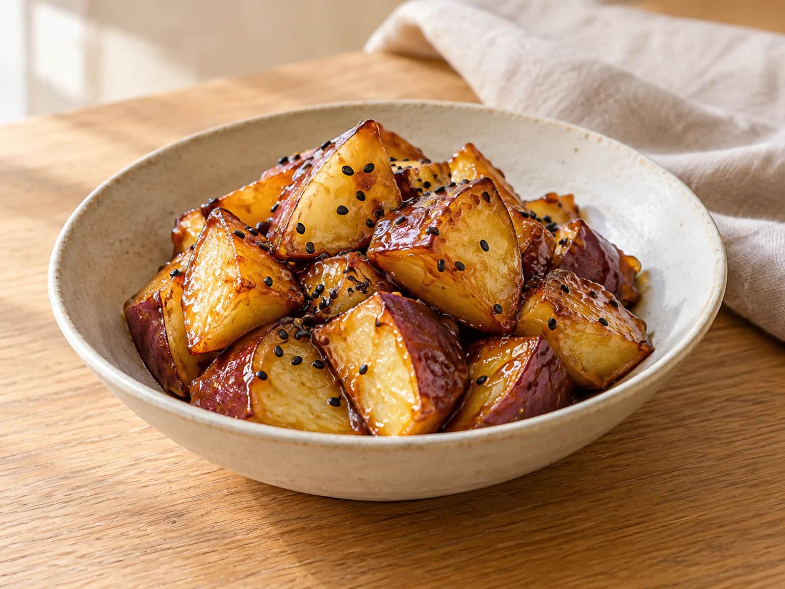 Imagen de Daigaku imo: boniato japonés caramelizado en sartén