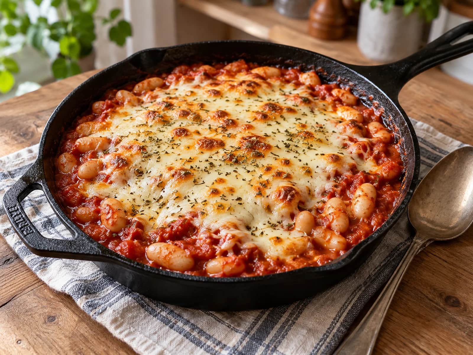 Imagen de Pizza beans: alubias blancas con tomate y mozzarella
