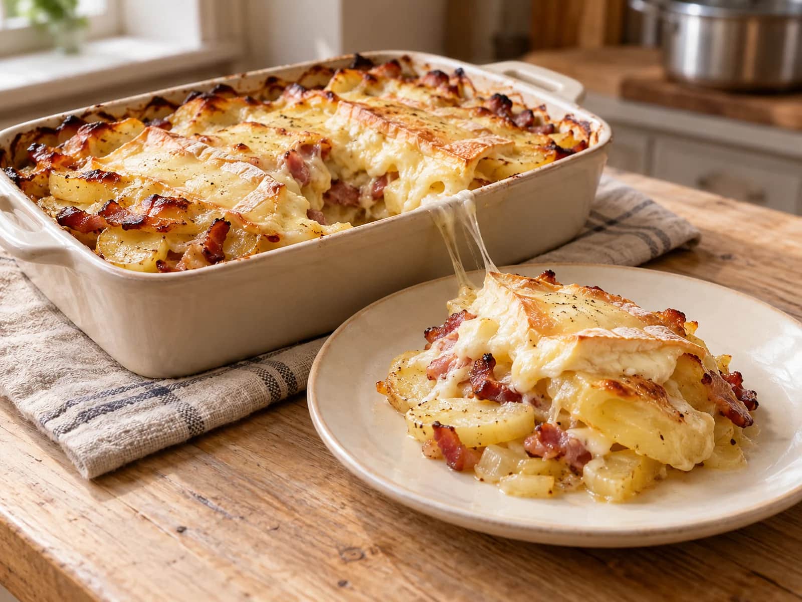Imagen de Tartiflette de patatas con reblochon y bacon