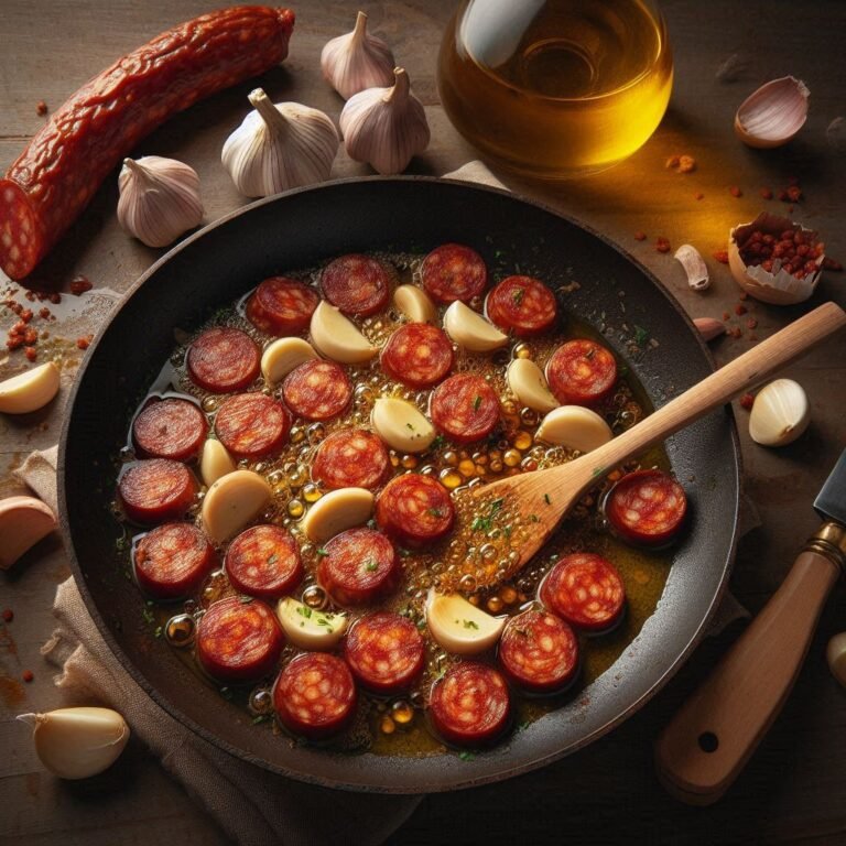 fried chorizo with garlic