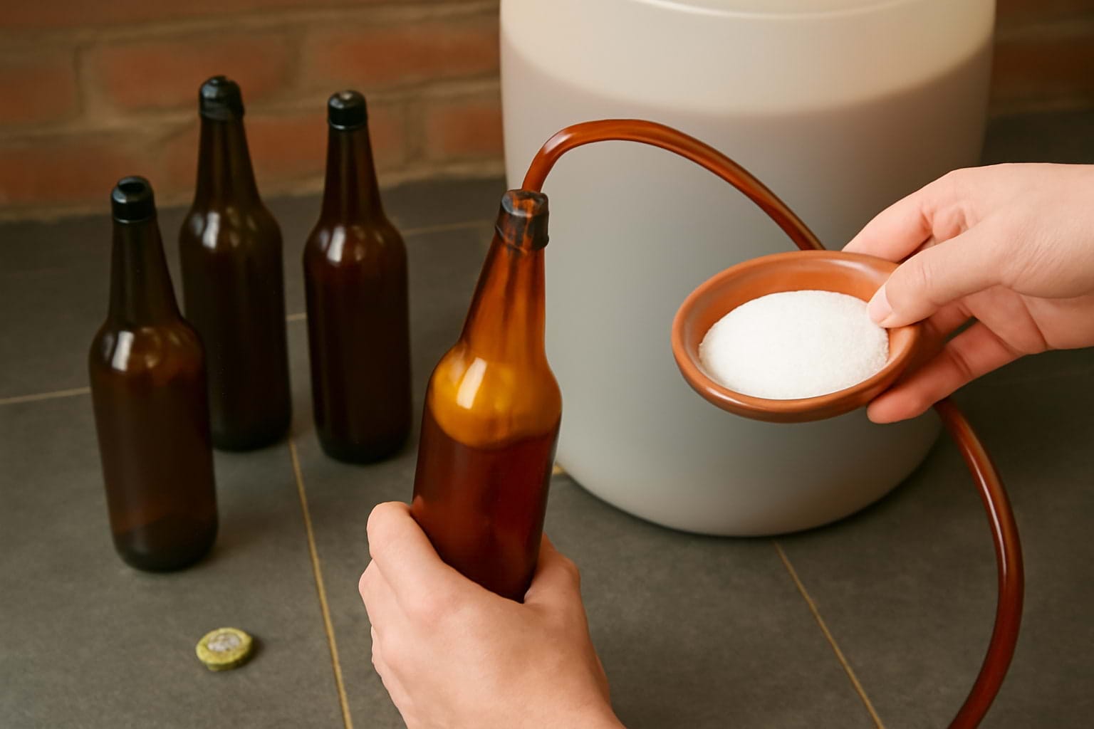 Maduración: Deja las botellas en un lugar oscuro y fresco durante 2-3 semanas para que maduren.