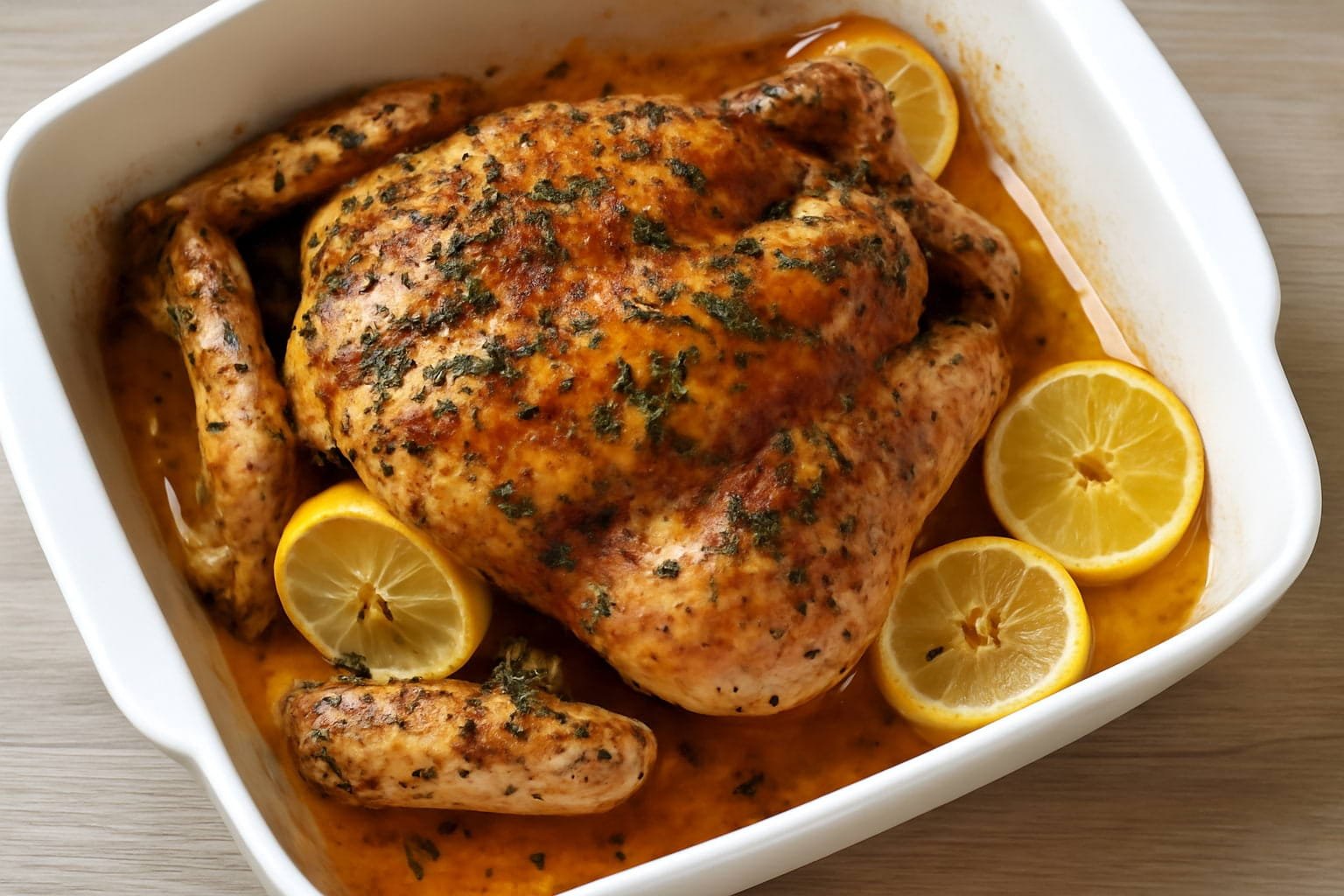 Pollo al horno con hierbas y limón