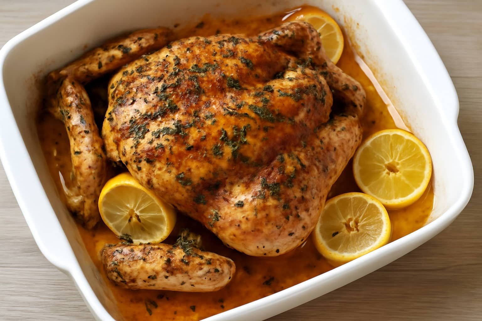 Receta de Pollo al horno con hierbas y limón
