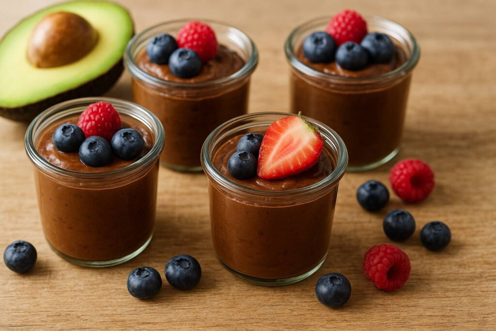 Vasitos de mousse de aguacate y cacao