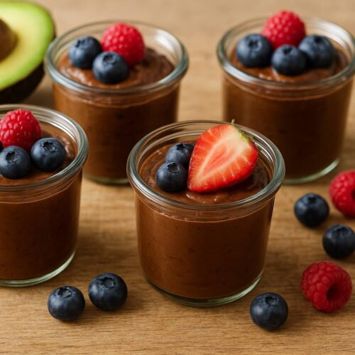 Vasitos de mousse de aguacate y cacao